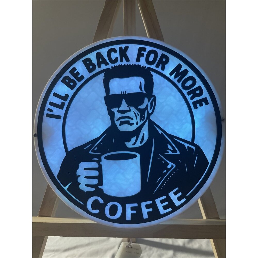 Terminator I’LL BE BACK 3D Printed wall Lamp with remote coffee lover edition